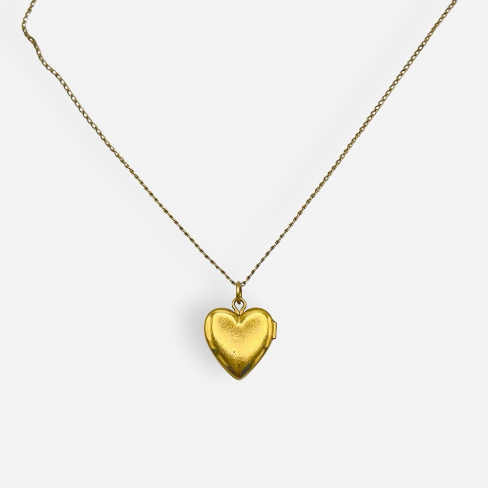 Vintage‎ BAB Heart Locket Pendant Necklace 1/20 14Kt GF Chain Gold Filled Photo